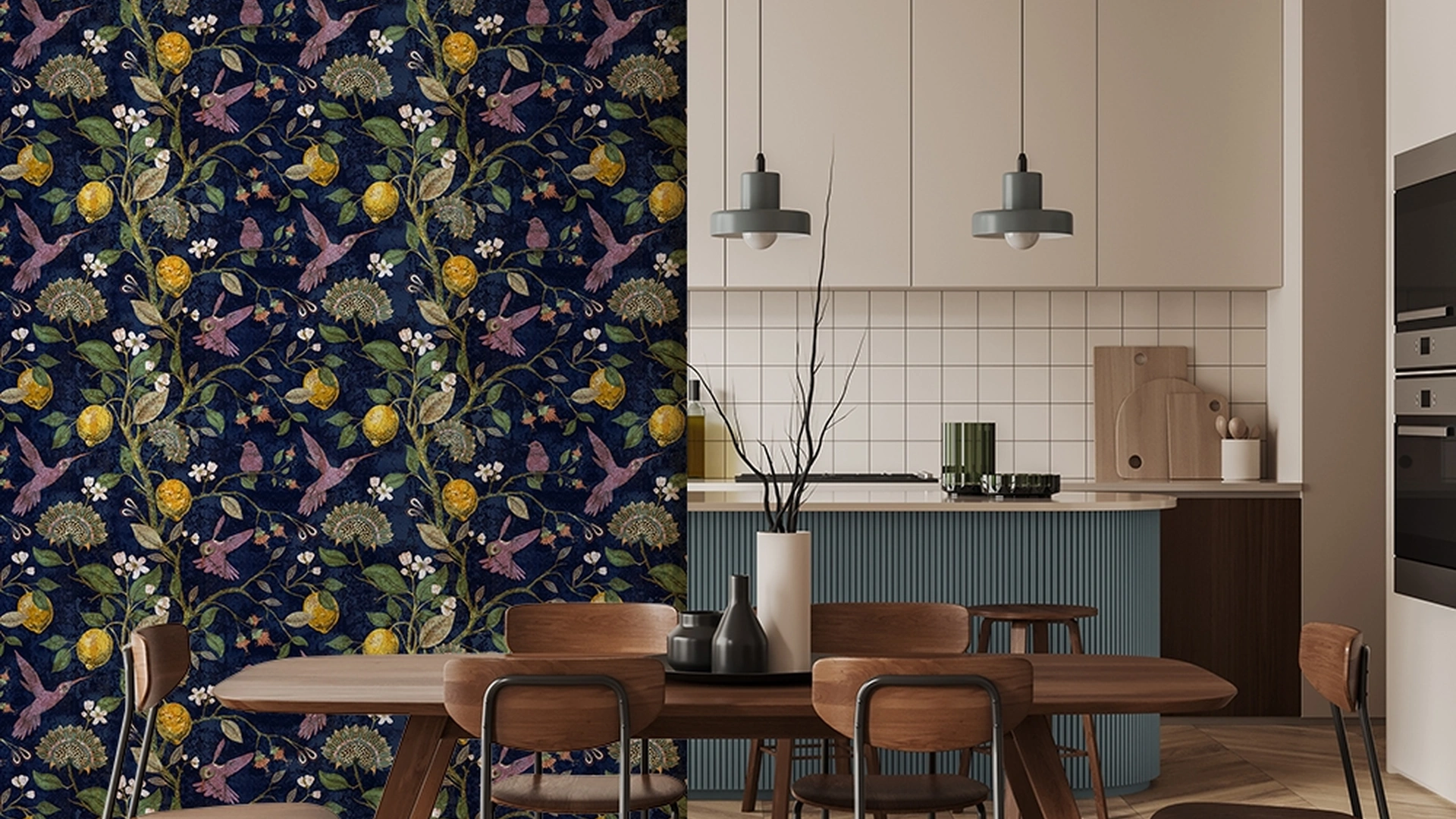 Carta da parati Lemons and birds di Adriani e Rossi