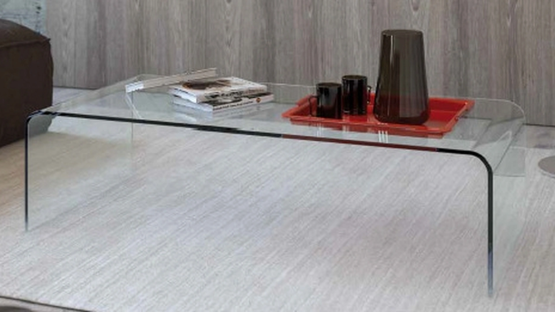 Tavolino Rettangolo in cristallo curvato de La Vetreria