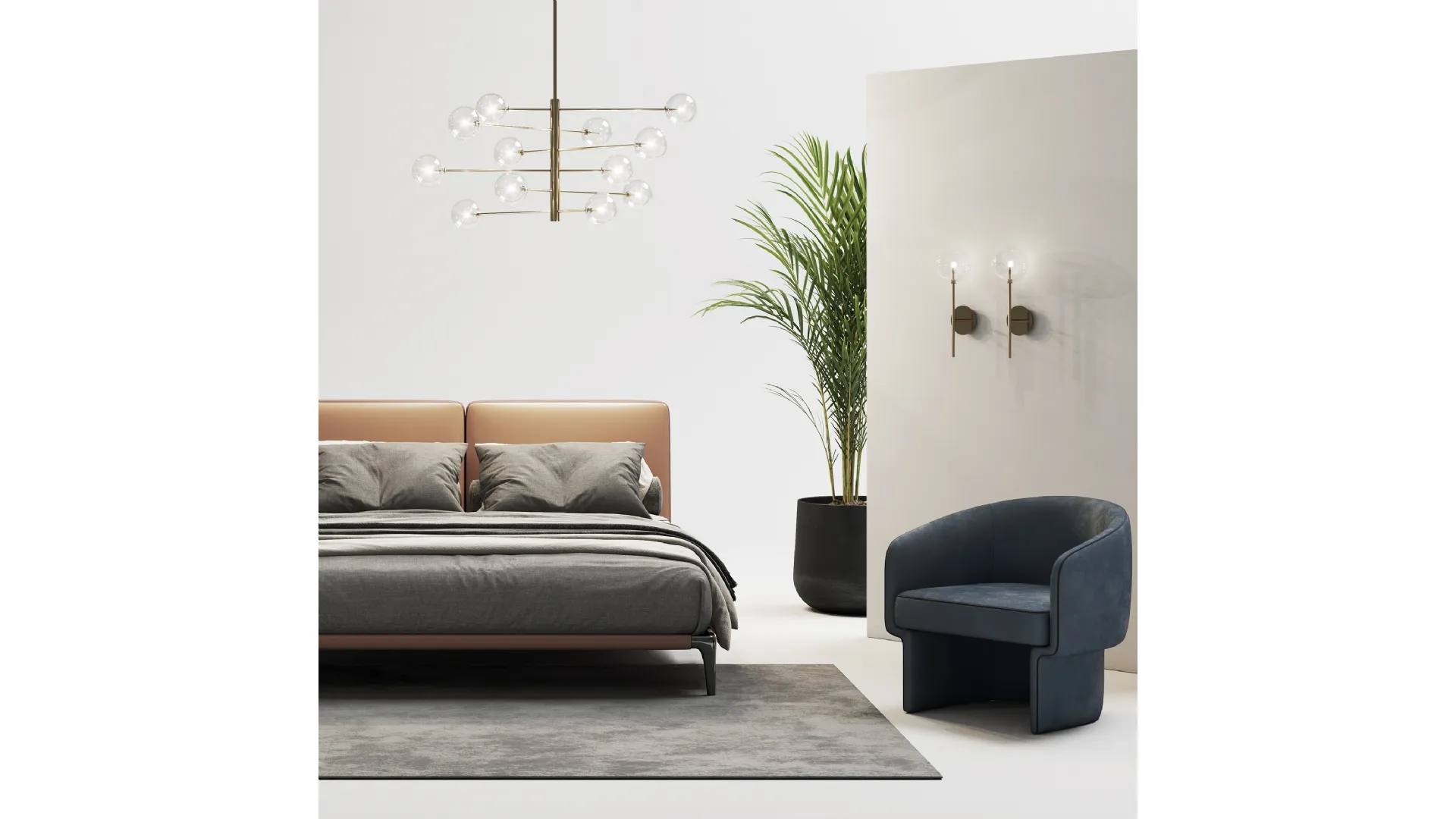 Lampada a sospensione Equinoxe in metallo con finitura ottone antico e diffusori in vetro soffiato trasparente di Ideal Lux