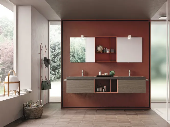 Mobile da Bagno in HPL rovere tabacco e skin Calix XL 07 di Novello