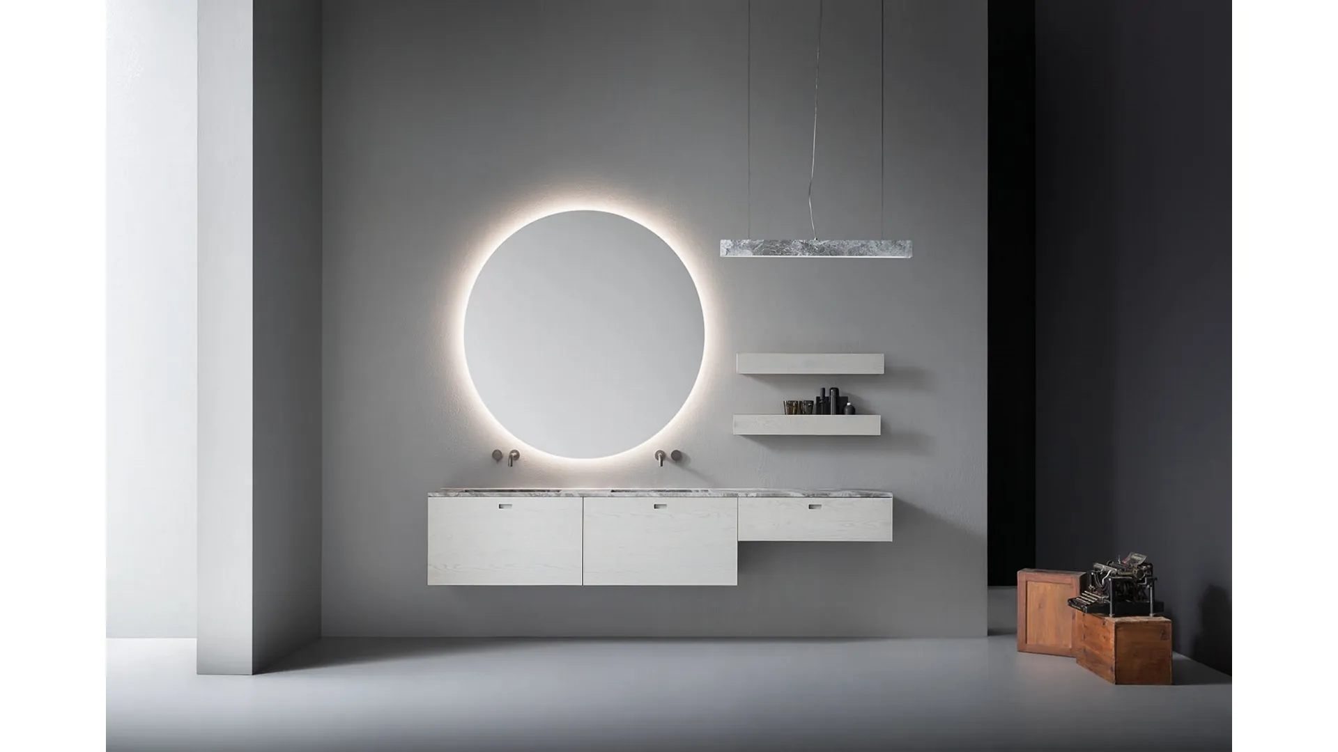 Mobile da Bagno in rovere grigio chiaro Craft 06 di Novello