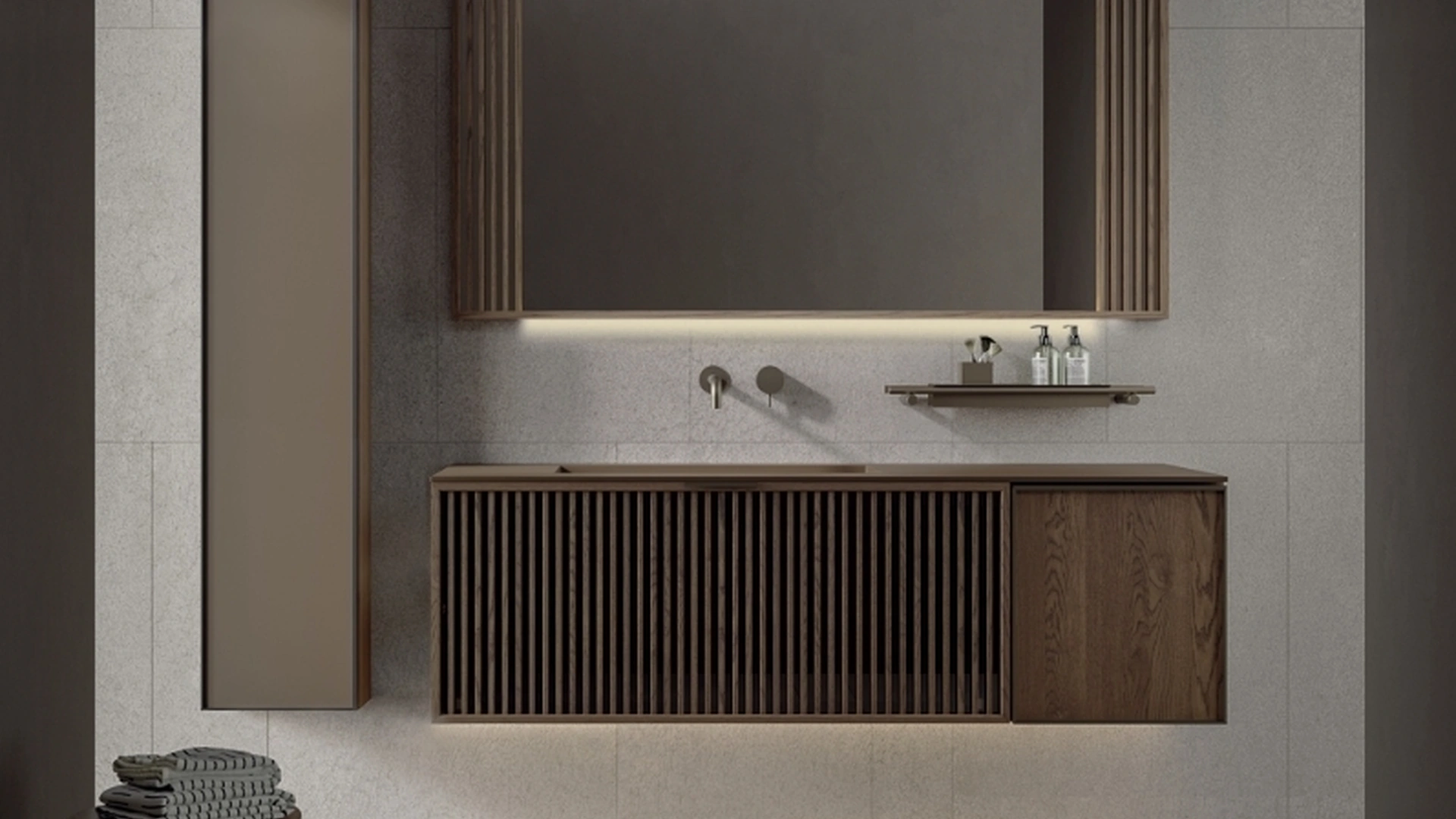 Mobile da Bagno sospeso Quari New 03 in rovere di Novello