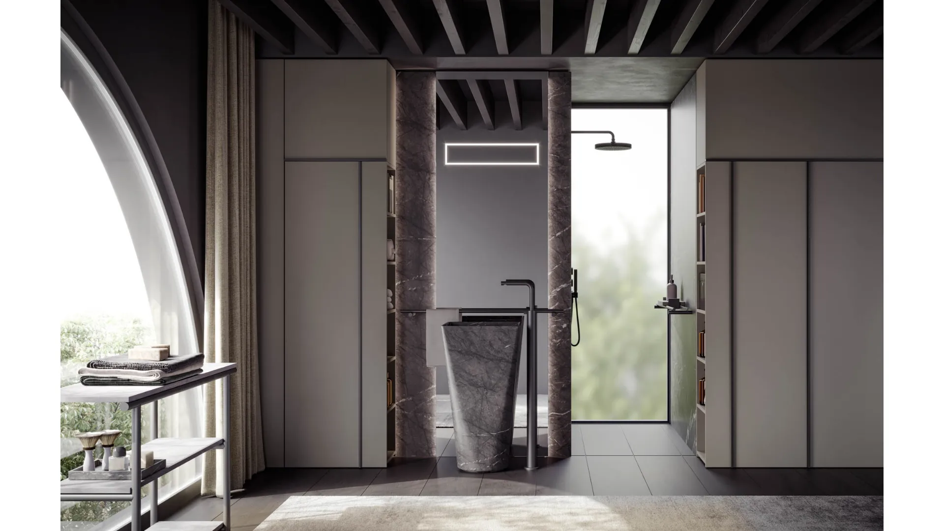 Mobile da Bagno a terra in marmo Sartus 02 di Novello