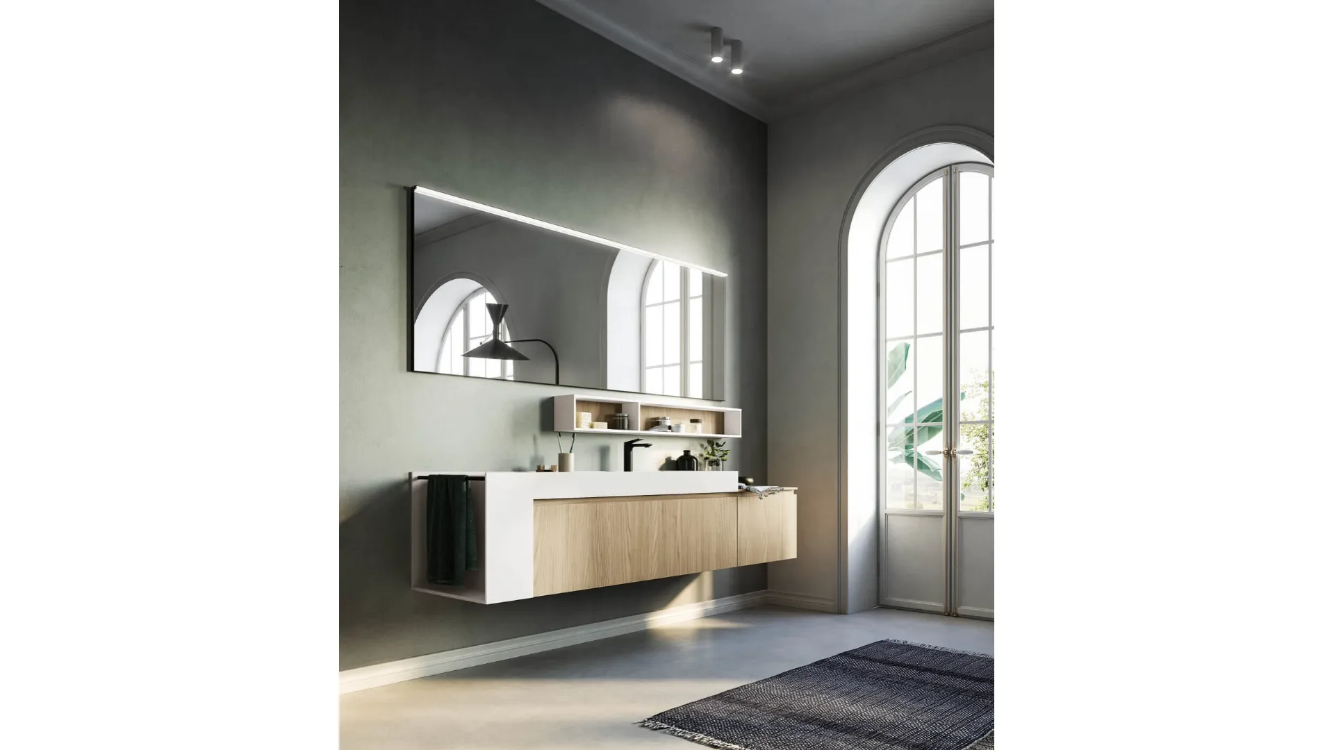 Mobile da Bagno sospeso in laminato Sistema Gola 04 di Puntotre
