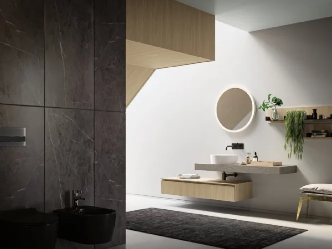 Mobile da Bagno sospeso in laminato Sistema Gola 08 di Puntotre