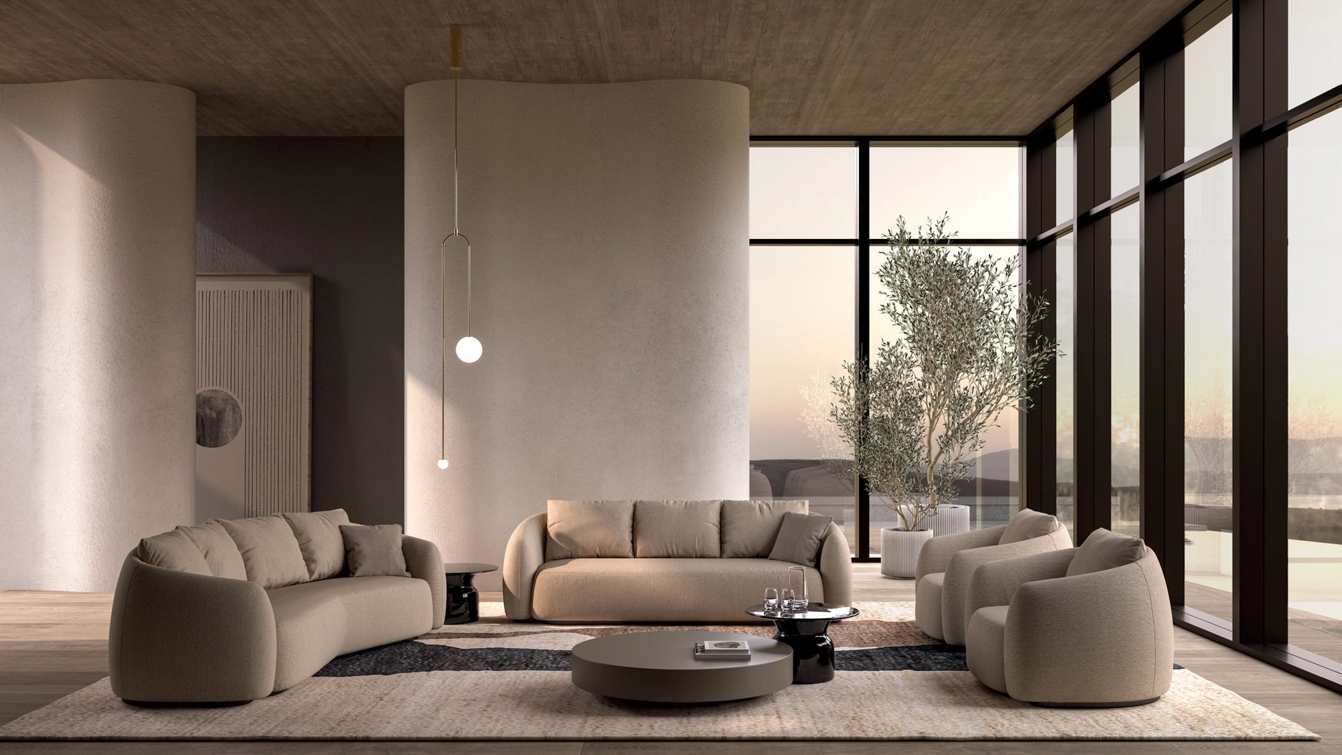 Salotto in tessuto imbottito Luna di Biba Salotti