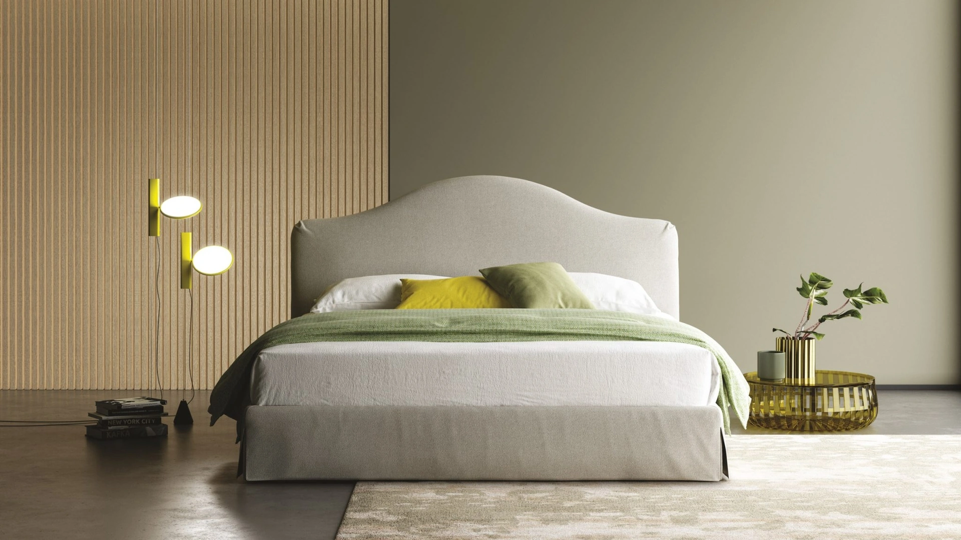 Letto Dalia con testiera sagomata e box contenitore di Biba Salotti