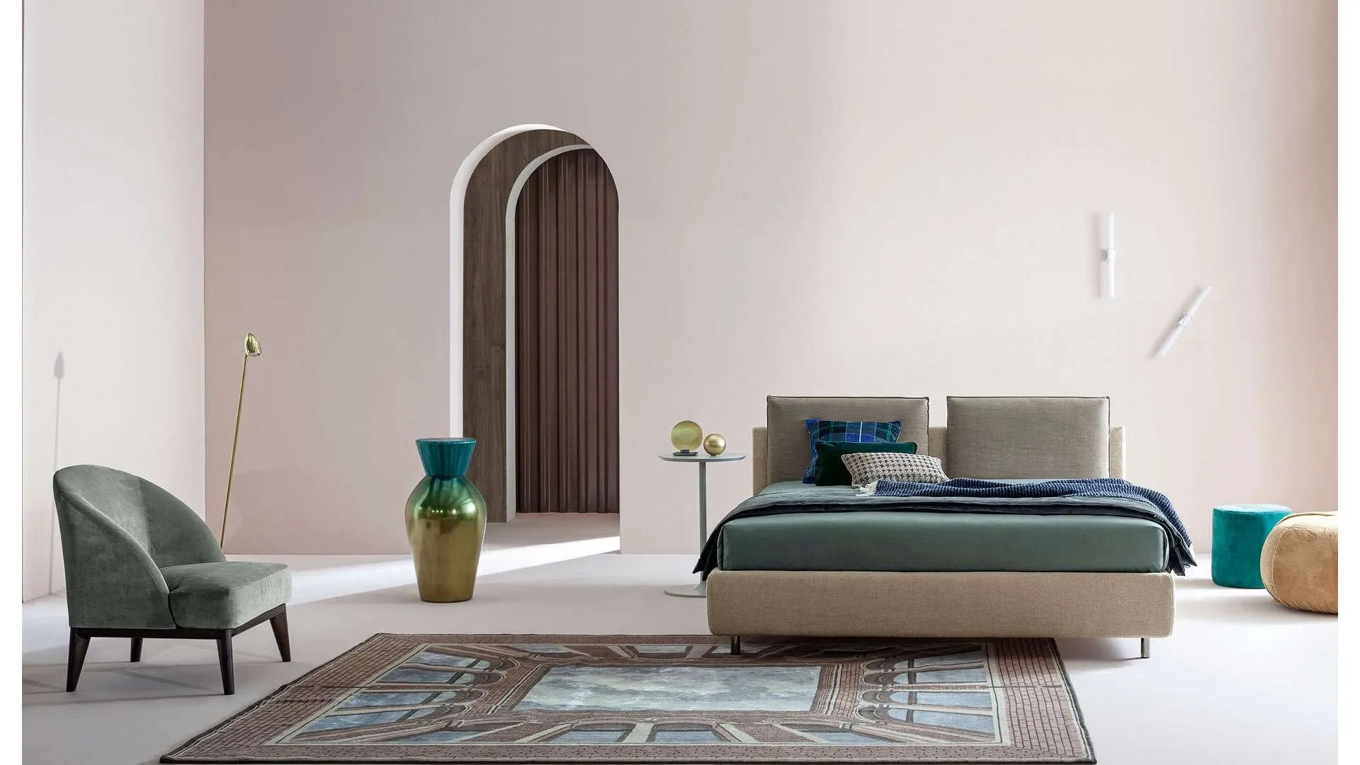 Letto matrimoniale in tessuto Frick di Twils