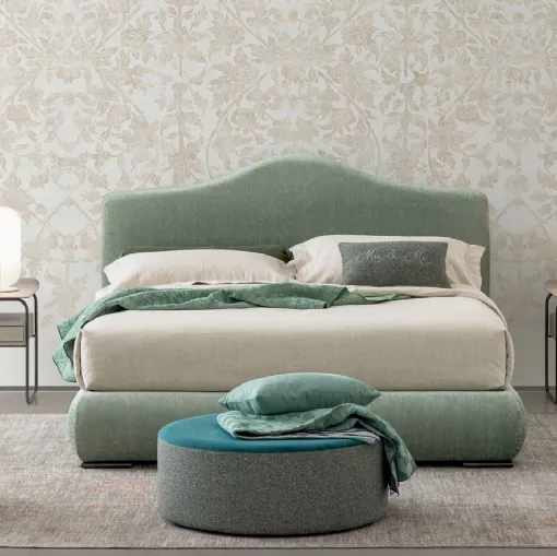 Letto in tessuto con testiera sagomata Luxury Round di Oggioni
