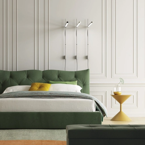 Letto in tessuto trapuntato Meneo con contenitore di Biba Salotti