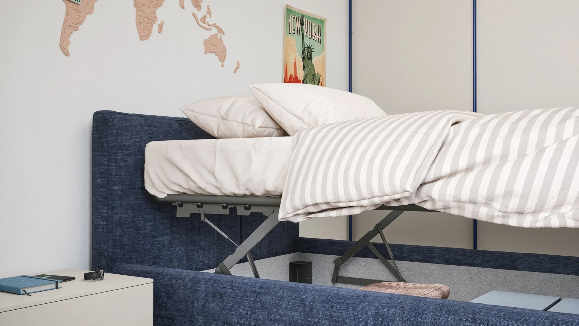 Letto singolo Swell con contenitore di Nidi