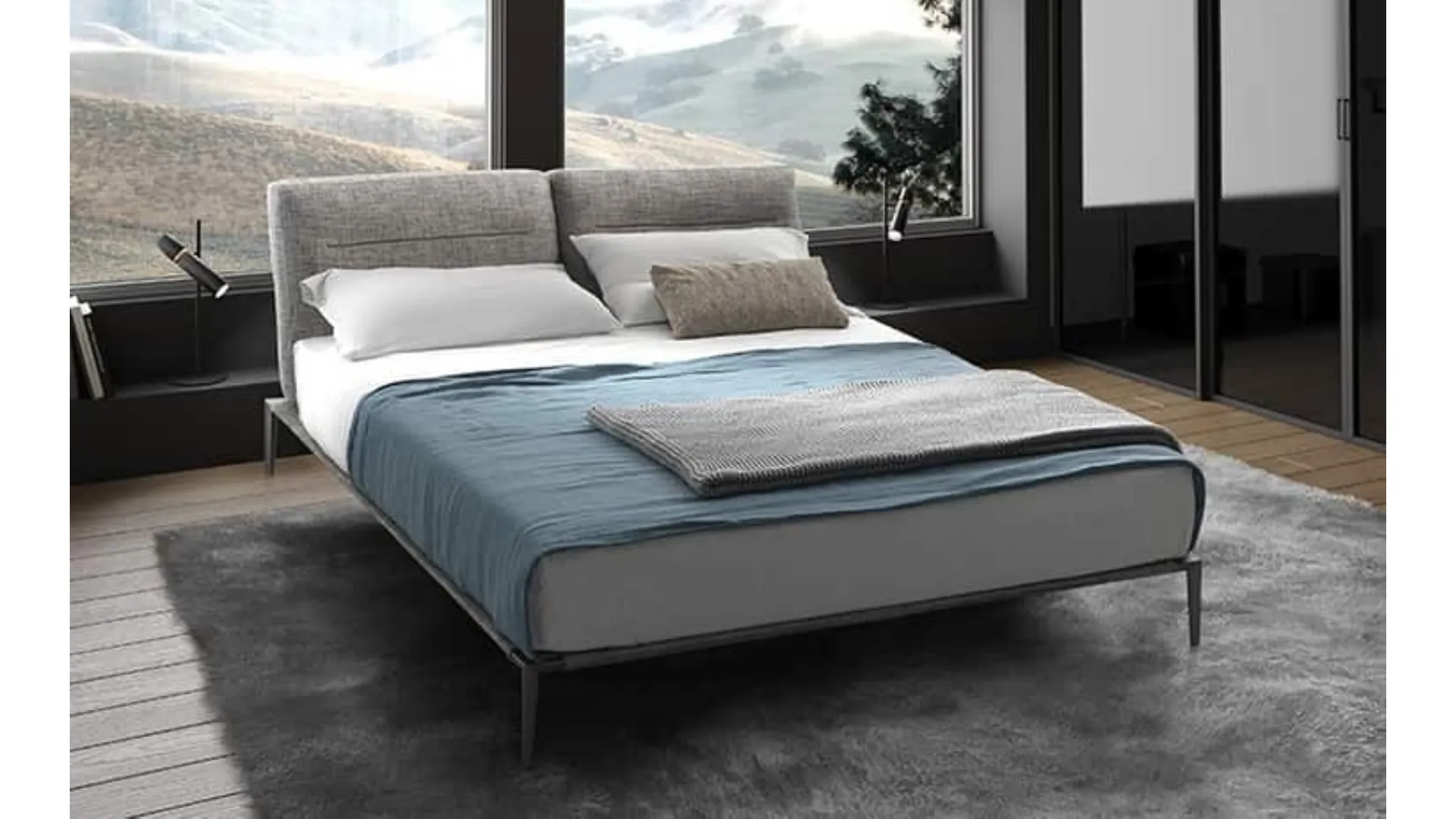 Letto Skip bed in tessuto imbottito di Barzaghi Salotti