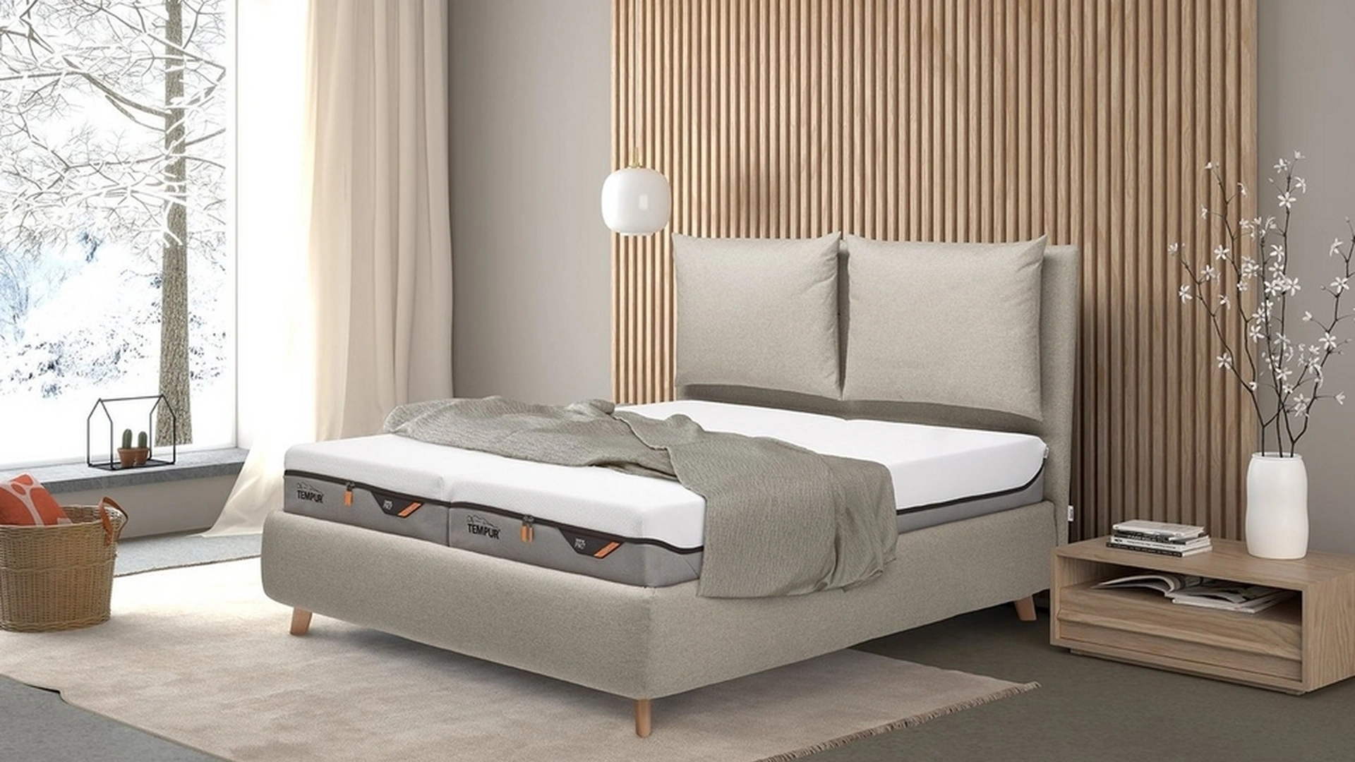 Letto matrimoniale Sogno in tessuto imbottito di Tempur