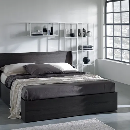 Letto con testiera e box contenitore Wing di Essedue