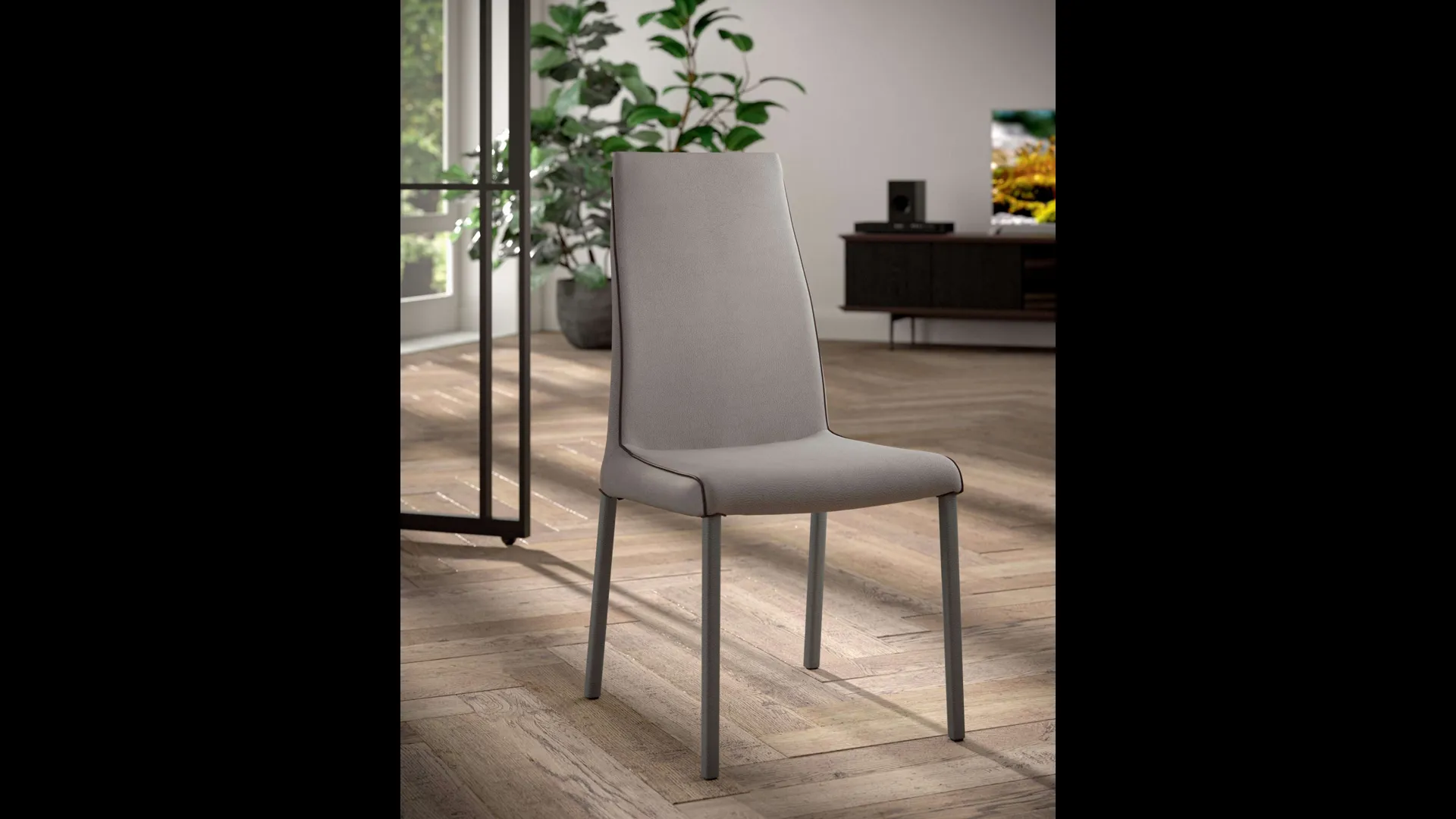 Sedia in pelle Blitz di Ozzio