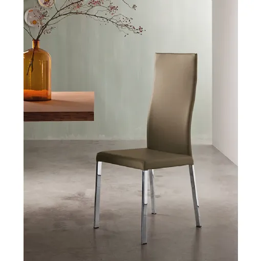 Sedia Denise Flex in pelle con schienale alto di Riflessi