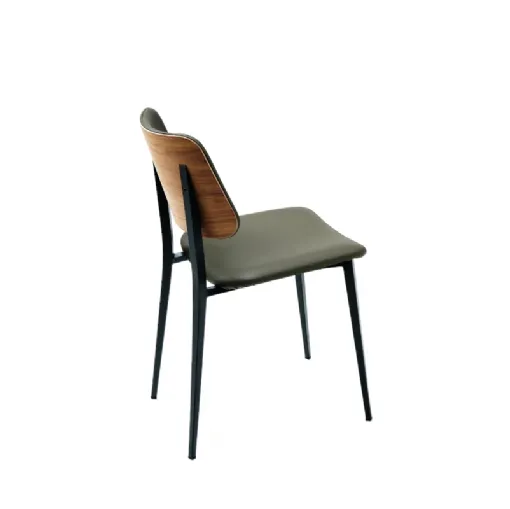 Sedia Joe S M TS/L in legno con rivestimento in pelle di Midj