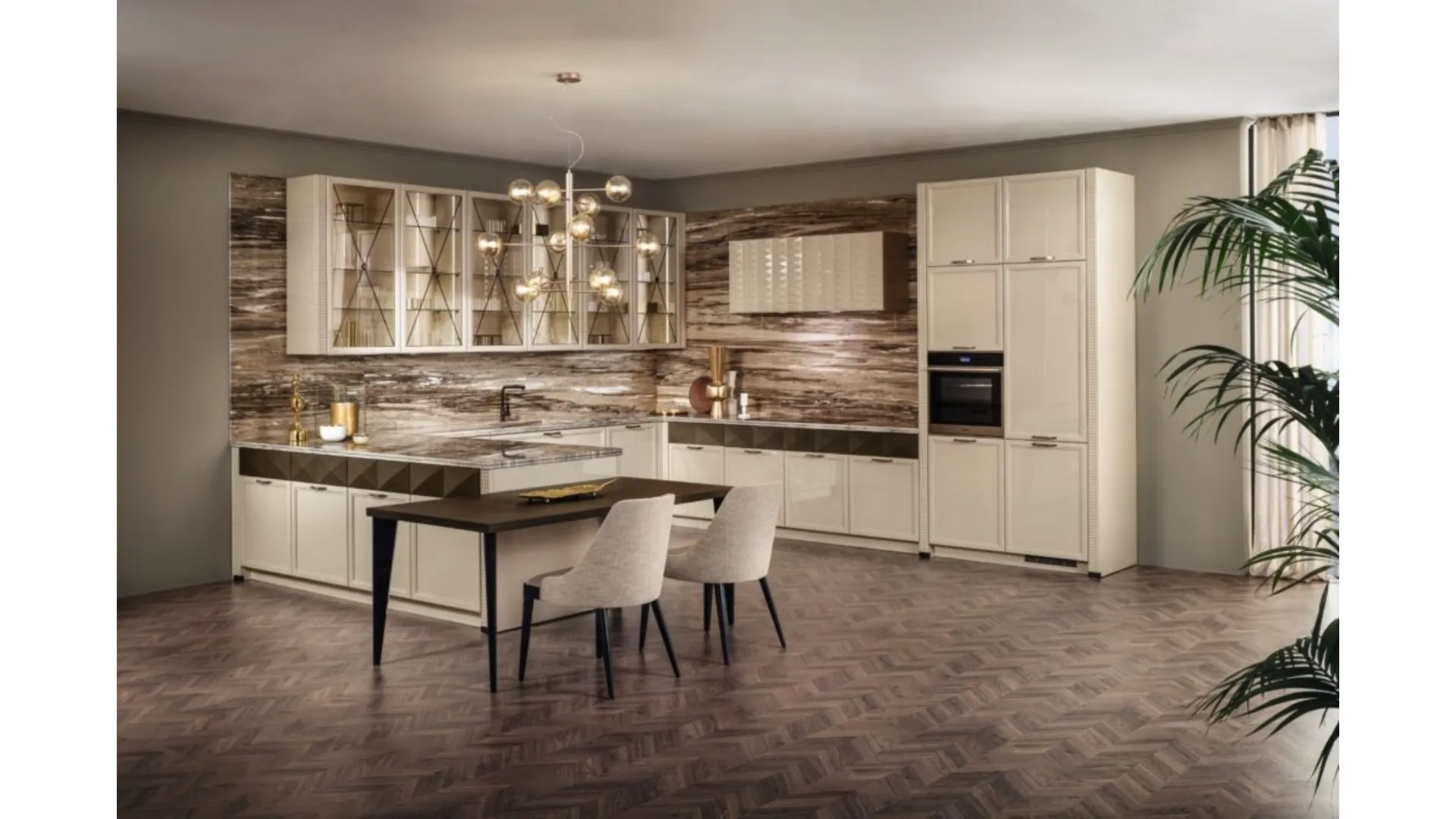 Cucina Classica con penisola Luxury Glam di Aster Cucine