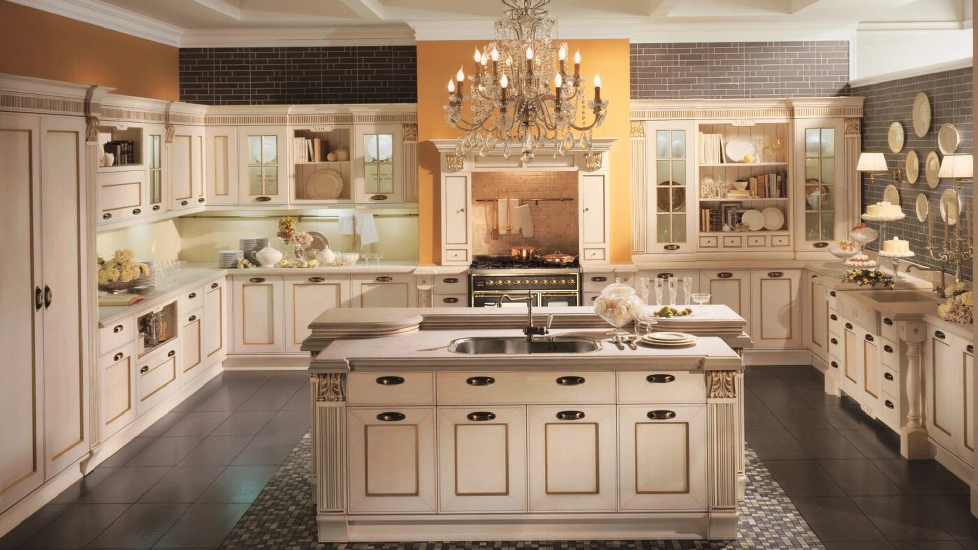 Cucina Classica Opera con isola di Aster Cucine