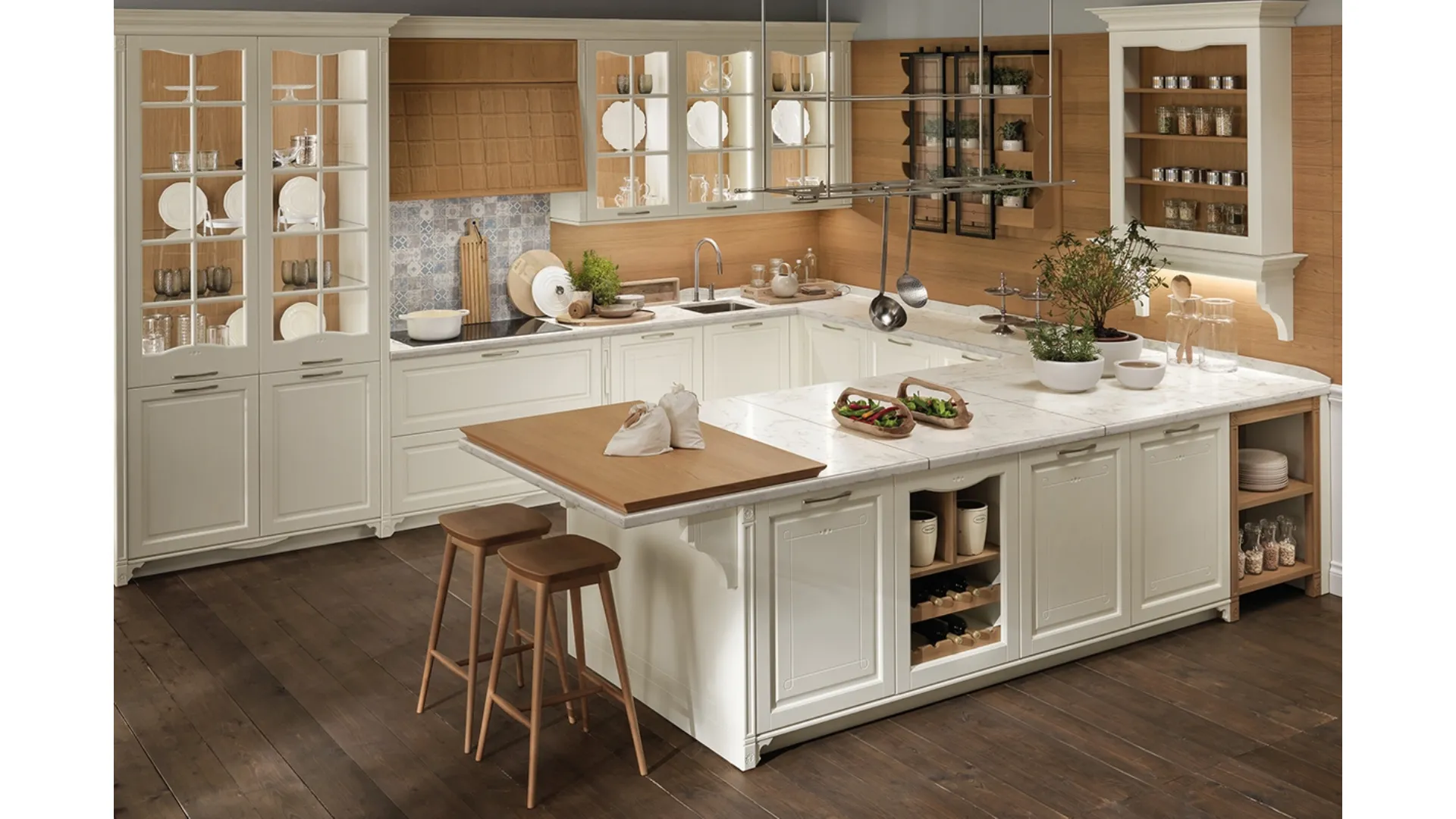 Cucina Classica con penisola Portrait di Aster Cucine