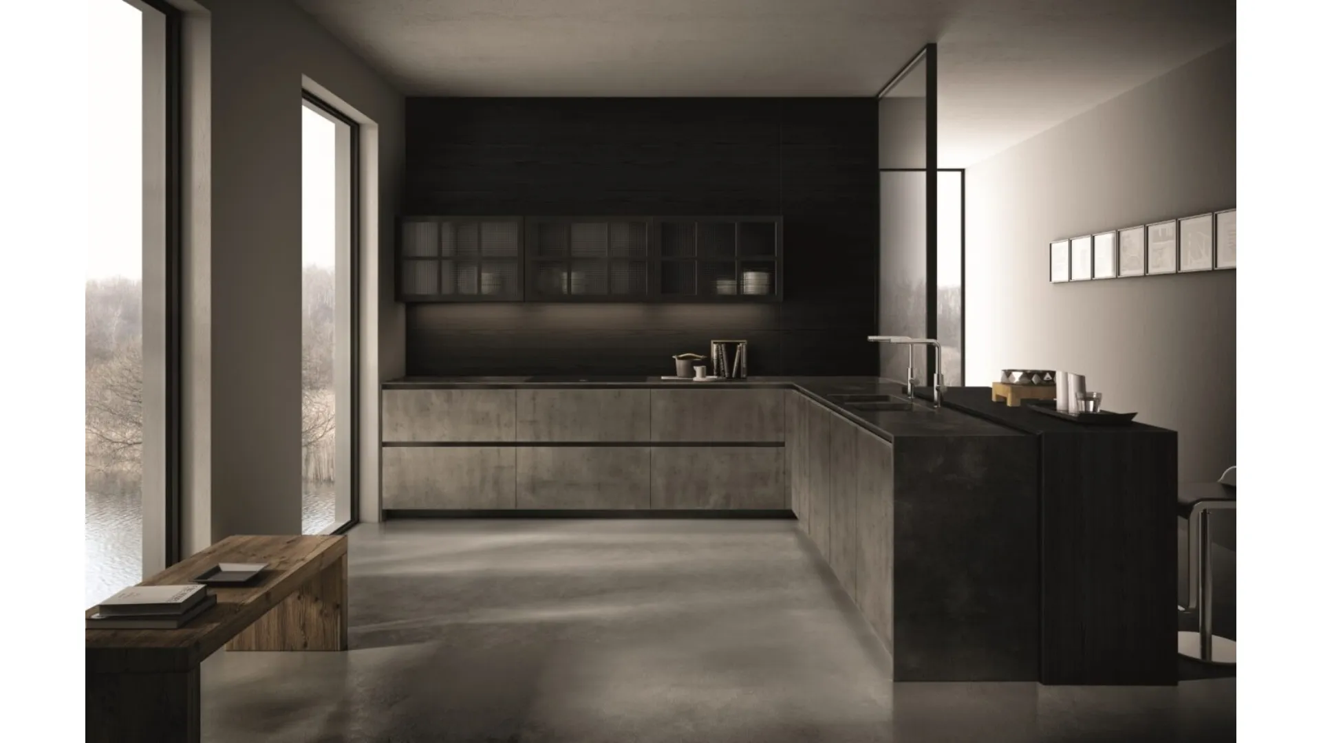 Cucina Design con penisola Factory di Aster Cucine