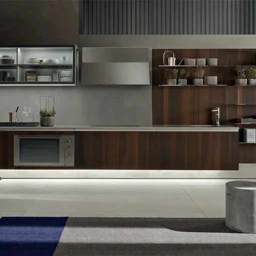 Cucina Design lineare Icon 03 in rovere termotrattato liscio di Ernestomeda