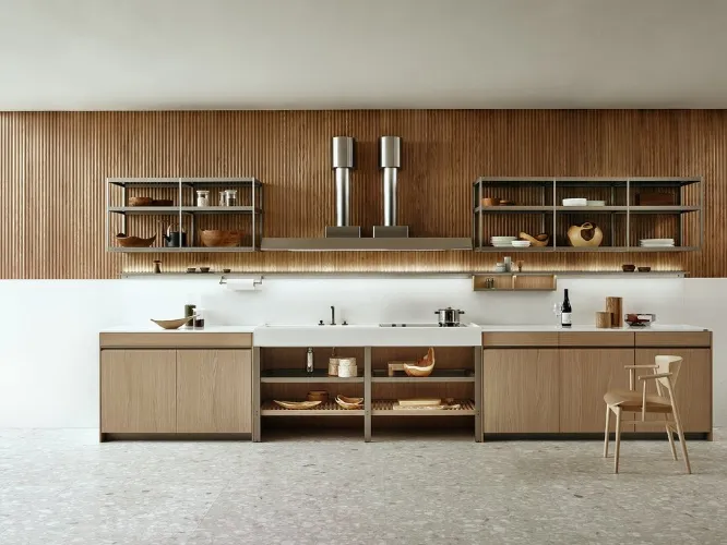 Cucina Design lineare KLab 04 in rovere nordic di Ernestomeda