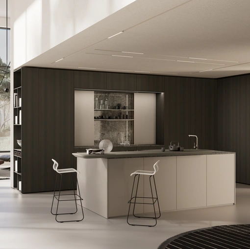 Cucina Design in melaminico con isola in laccato One 04 di Ernestomeda