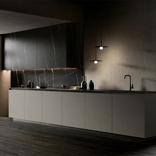 Cucina Design lineare One 04 in laminato opaco Incenso di Ernestomeda