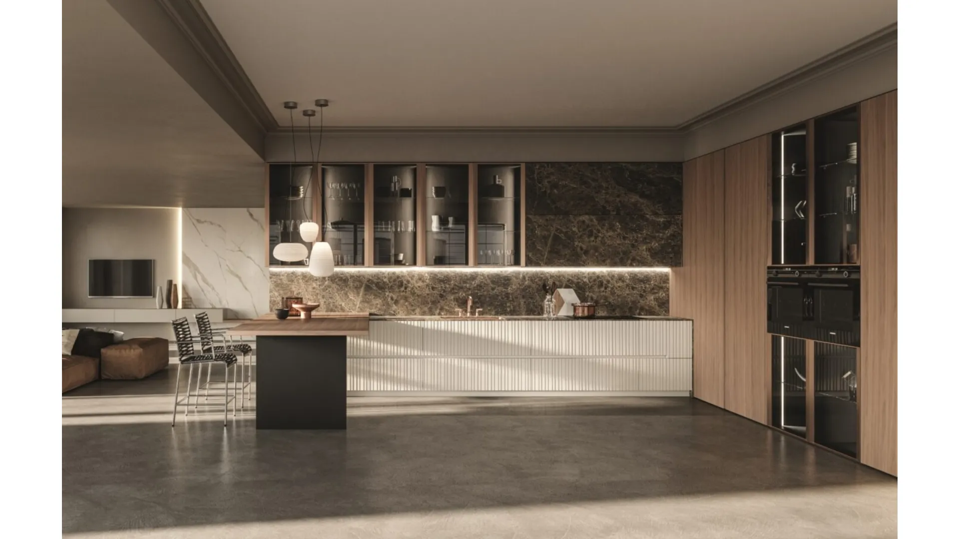 Cucina Design con penisola Pure Glam di Aster Cucine