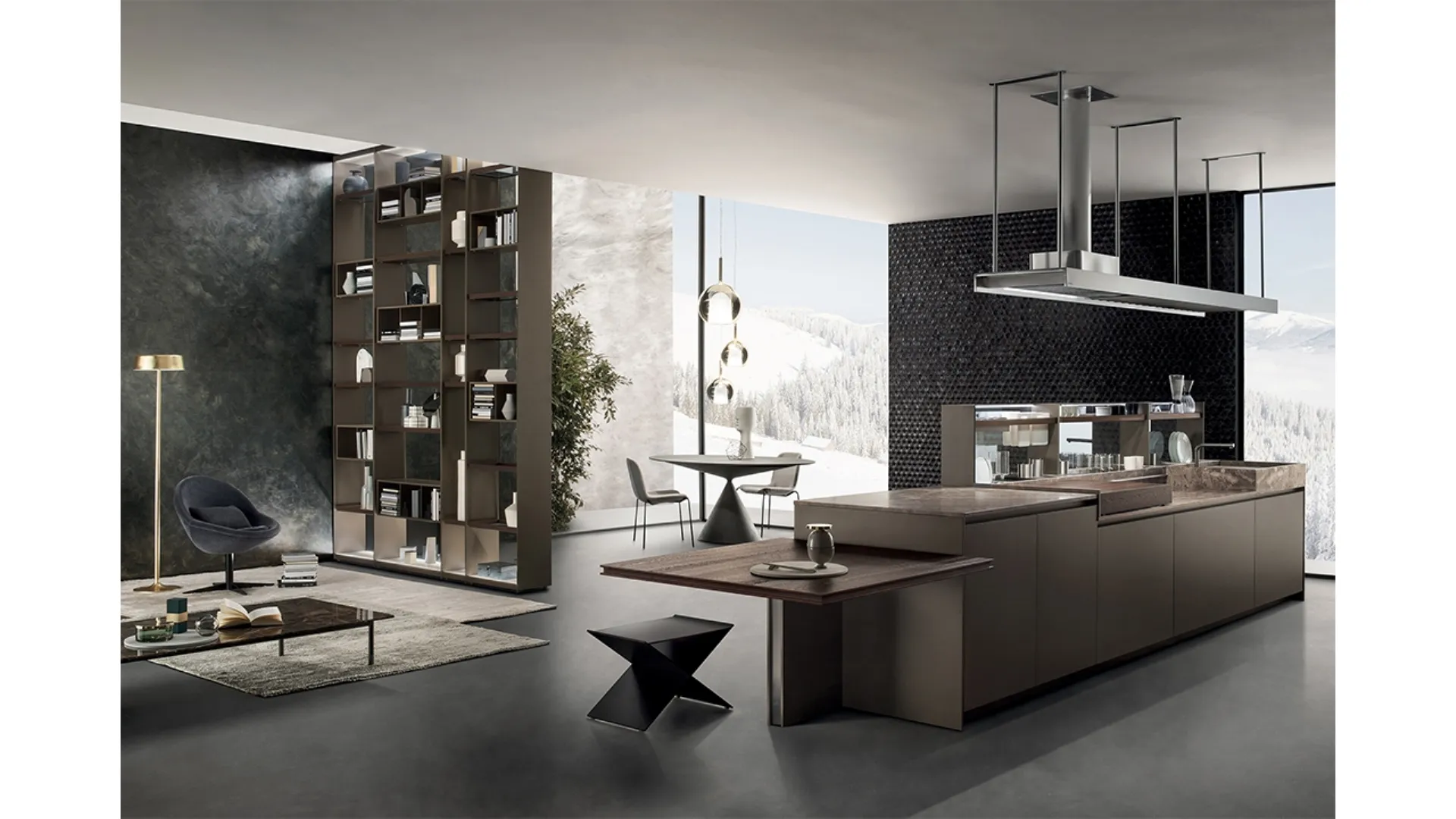 Cucina Design Soul 03 con isola in rovere termotrattato e laccato opaco di Ernestomeda
