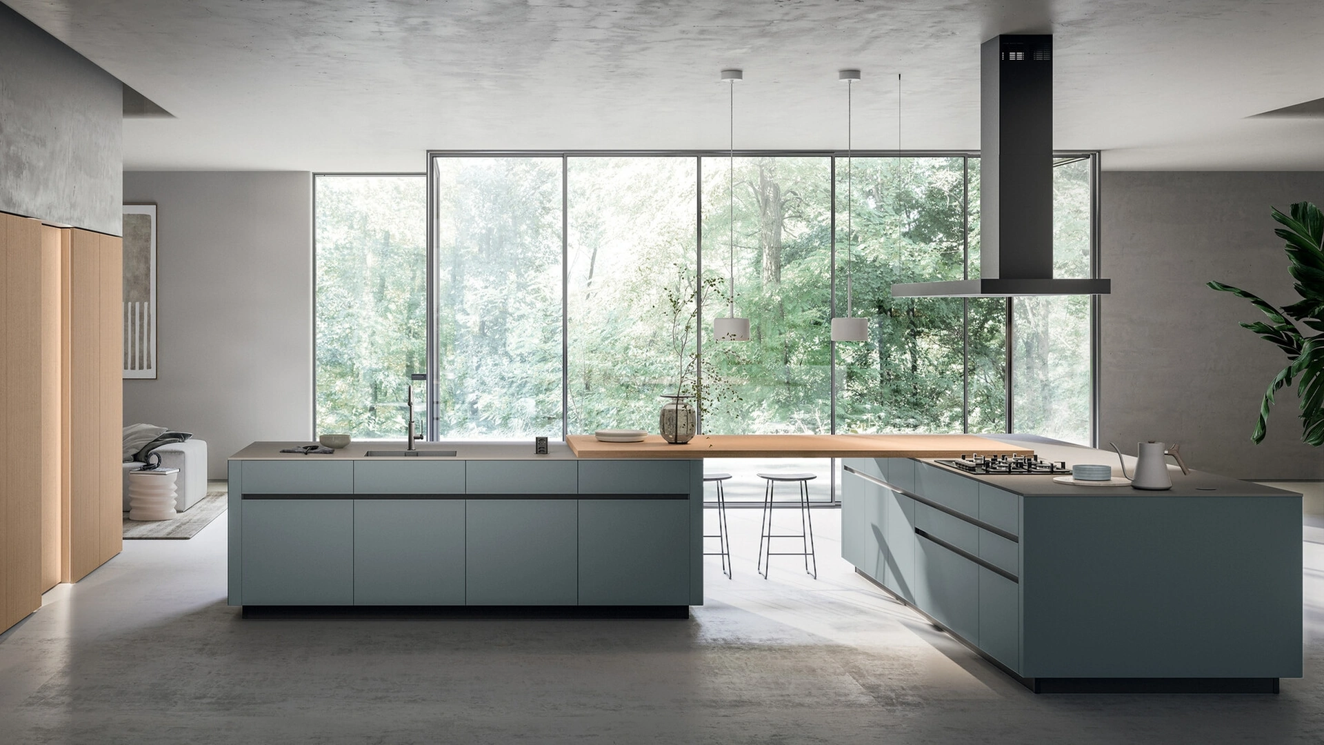 Cucina Moderna con doppia isola Glass 2|0 01 di Arredo3