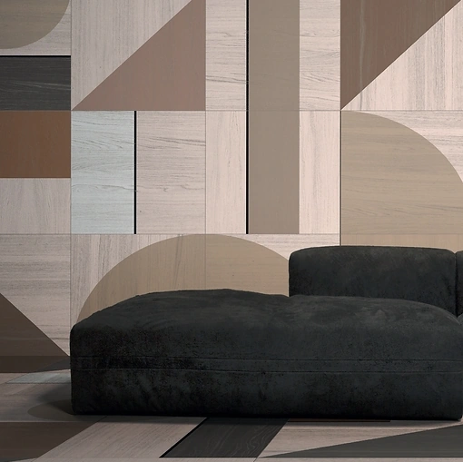 Parquet Grafiche 1960 in impiallacciatura rovere su supporto in multistrato di Giacobazzi