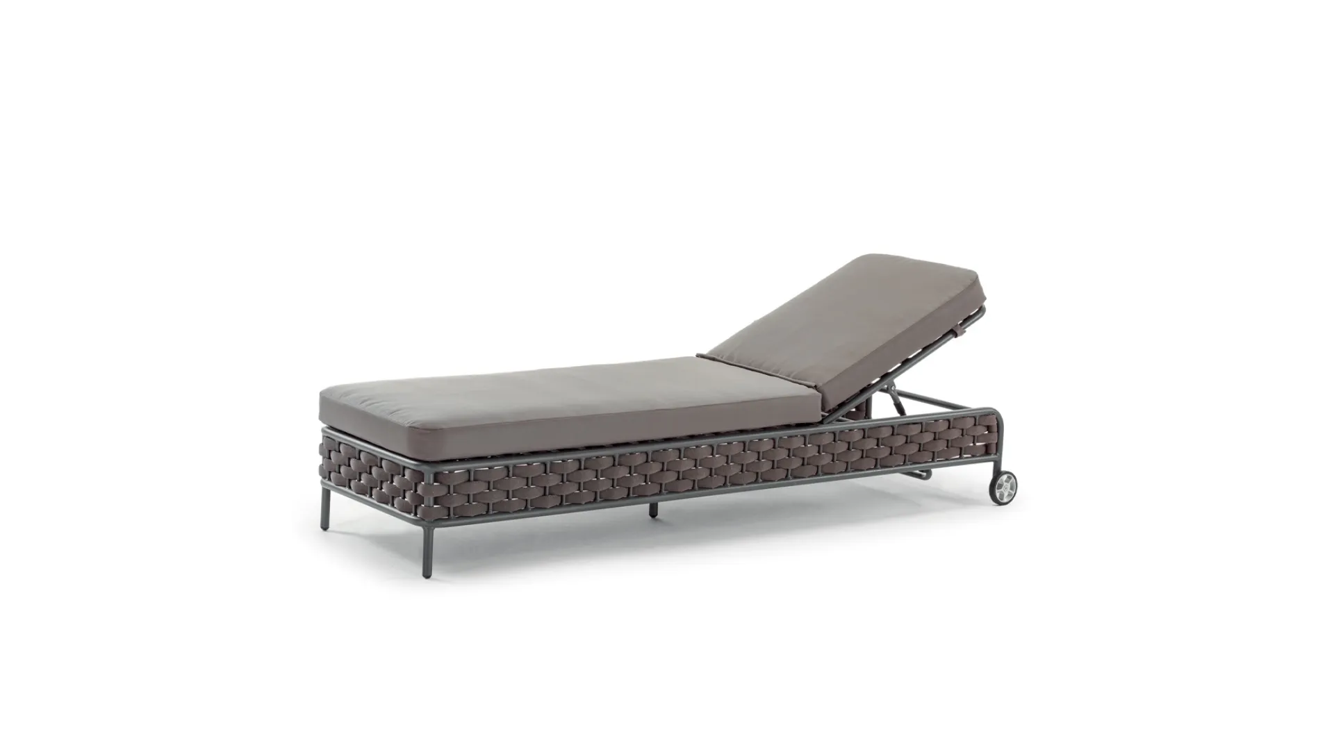 Lettino Nice Bed in tessuto con struttura in alluminio rivestita con corda in poliestere di La Seggiola